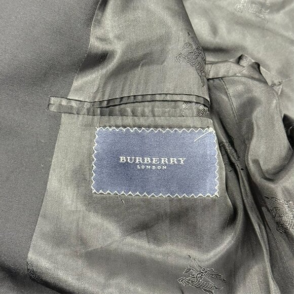 Burberry London Blazer Black Sport Coat Wool Made in USA 42L *No Buttons - Picture 6 of 12
